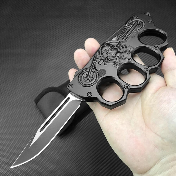 High Quality Brass Knuckle OTF Automatic Straight Out The Front Dagger