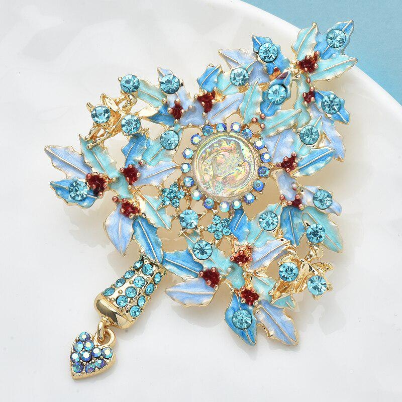 Blue Christmas Tree Brooches For Women Beauty Rhinestone