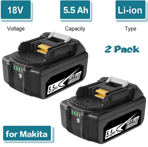 2 Pack 5.5Ah BL1850B Replacement Battery Compatible with Makita 18v Battery BL1850 BL1845 BL1840 BL1830 BL1820 BL1815 LXT400 194204 1 Cordless Power Tools Wish