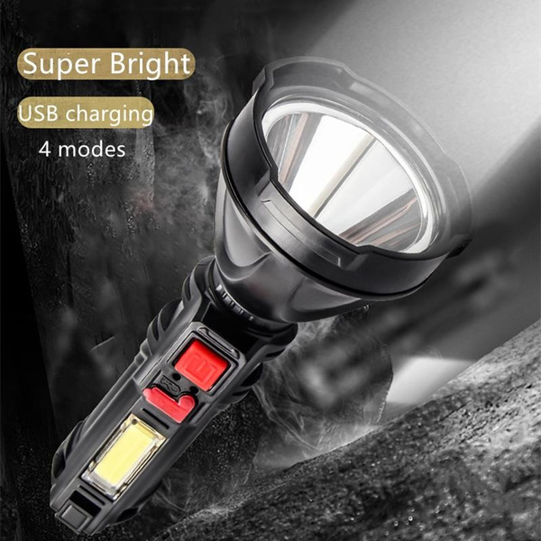 4 Modes Brightest LED Flashlight 18650 Zoom Torch USB Charging Camping ...