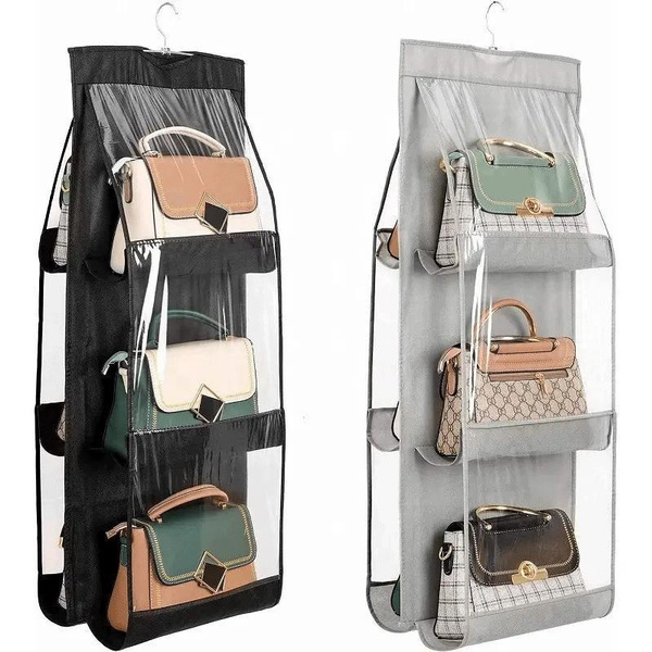 FEELING MALL Hanging Handbag Organizer 6 Larger Pockets Family Closet  Transparent Dust-Proof Washable for Women Purse Wardrobe Shoes Toys  Clothing Bed Sheets Sundries : Amazon.in: Bags, Wallets and Luggage