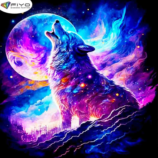 FIYO Colorful Wolf Diamond Painting Kits For Adults DIY 5D Diamond ...