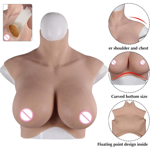 Dokier Realistic Plus size Silicone Breast Forms Chest Plate Breastplate  Oil Free Fake Boobs C D F K Cup For Crossdresser Drag Queen Transgender