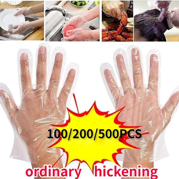 100/200/500pcs lot Easy Disposable Gloves Oneoff Plastic Gloves