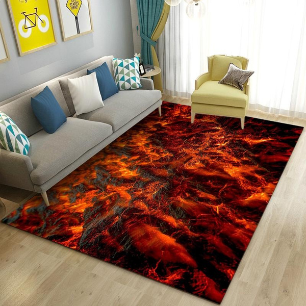 3D Volcano Lava Magma Area Rug Large,Carpet Rug for Home Living