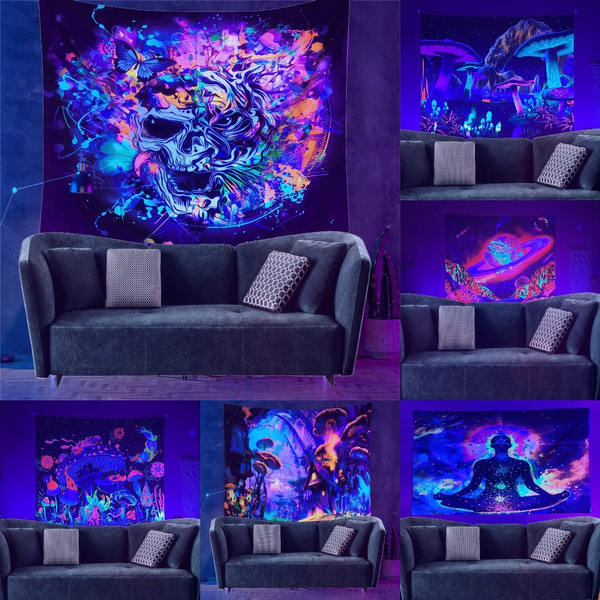 Fluorescent Tapestry, Black Light Wall, Fruit Hanging Party, Visual Art