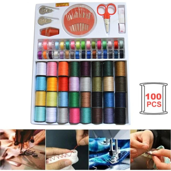 100Pcs/set Spools Assorted Colors Sewing Thread Set Sewing Tools Kit