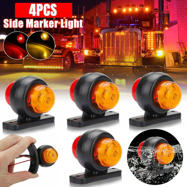 Partsam Round Red/Amber Double Face Led Pedestal Lights With Reflectors