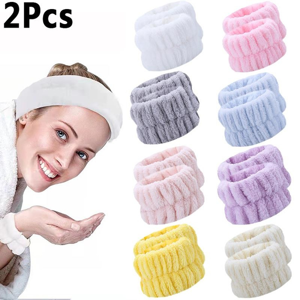 2pcs Reusable Spa Wrist Washband Soft Microfiber Towel Wristbands For