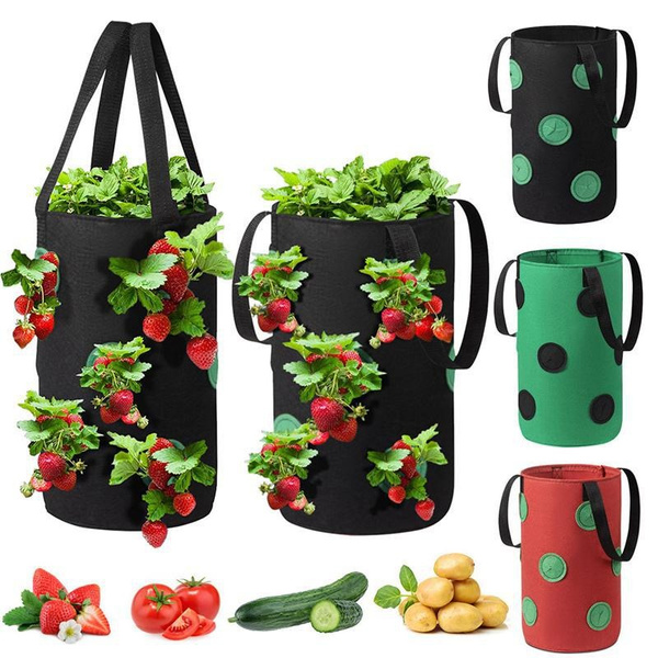 3 Gallons 13 Holes Hanging Strawberry Planter Bag Non-woven Fruit ...