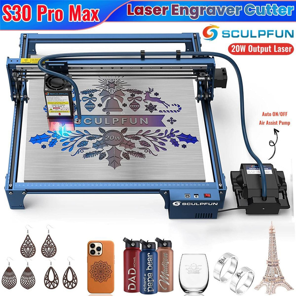 SCULPFUN S30 PRO MAX 20W Laser Engraving Machine Engraver Cutter &  Air-assist