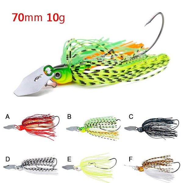 New 1pc 10g Chatterbait Blade Bait with Rubber Skirt Buzzbait Fishing Lures  Tackle Rubber Baits