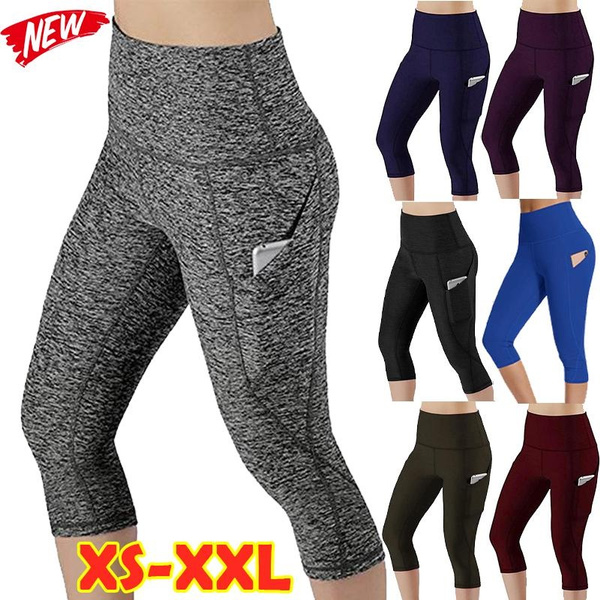 Fashion Women Workout Capri Pants Sports Leggings Fitness Yoga Pants  Exercise Running Tight Pants Plus Size XS-XXL