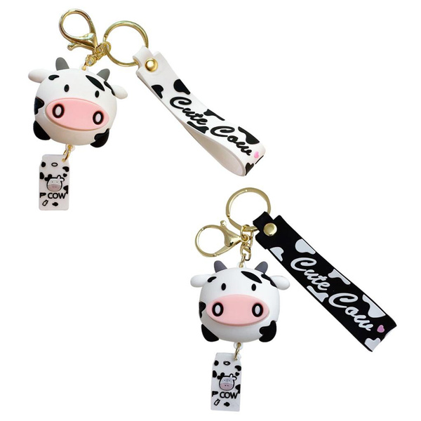Cartoon Cow Shape Keychain Keyrings Commemorative Keychains PVC ...