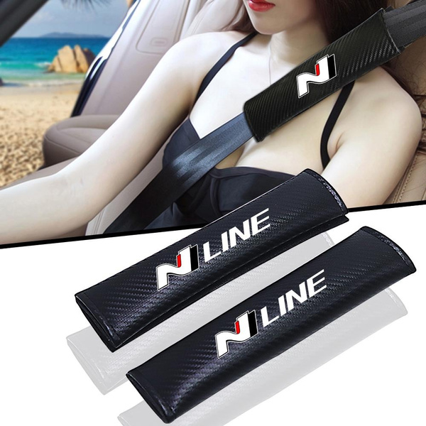 Car Carbon Fiber Seat Belt Cover for Hyundai n nline tucson kona sonata
