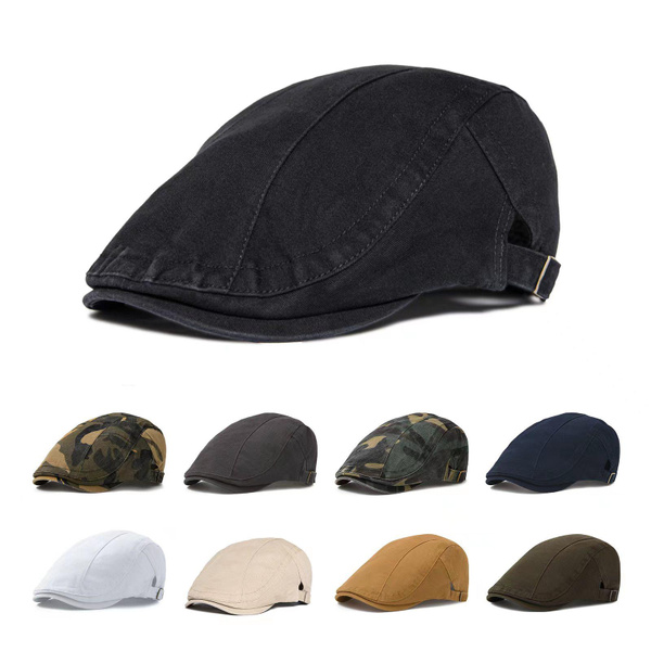 New Men Cotton Adjustable Newsboy Beret Hat Duckbill Buckle Cabbie Cap ...