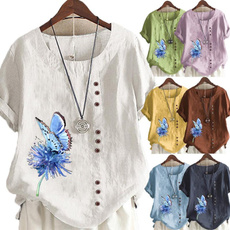 butterfly, Plus Size, Women Blouse, Loose