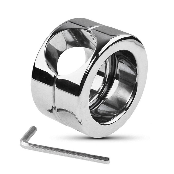 New Stainless Steel Ballstretcher Chastity Lock Cock Ring Scrotum Cage ...