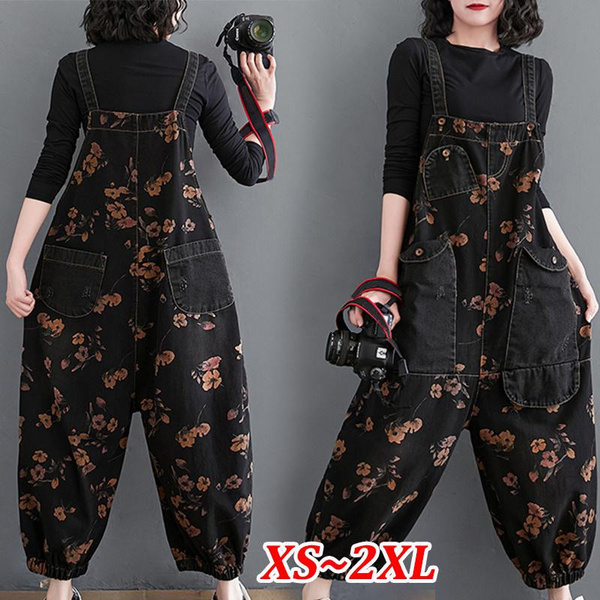 Women Jeans Overalls, Loose Denim Pants, Oversized Baggy Ladies