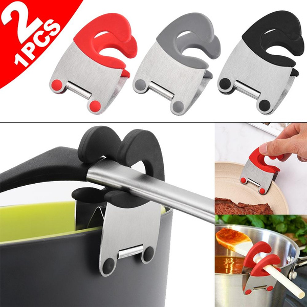 Stainless Steel Pot Side Clips Anti-scalding Spoon Holder Kitchen