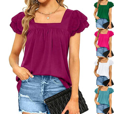 Summer, Plus Size, Lace, short sleeves