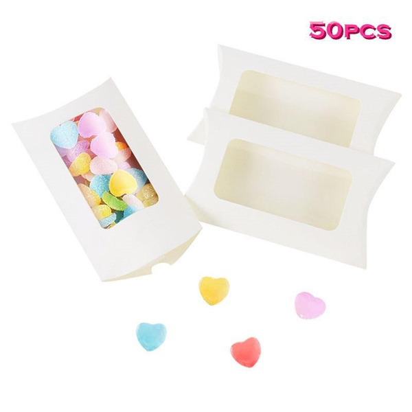 50 Pcs/pack Creative Candy Box Brown Kraft Paper Mini Gift Pillow Boxes ...