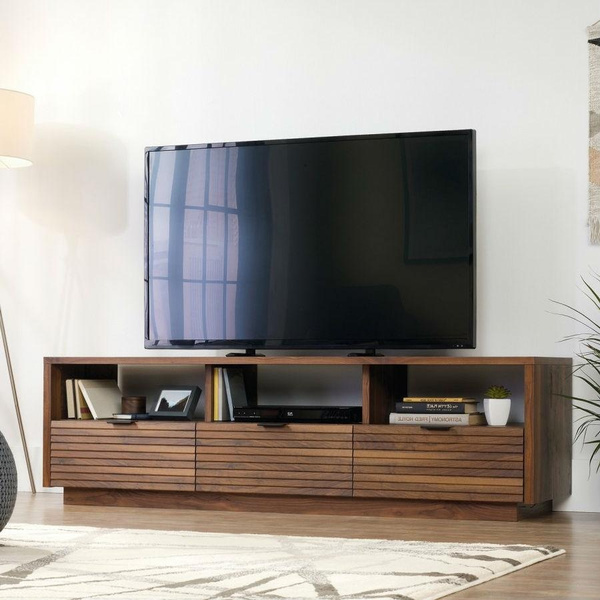 Modern Walnut Finish TV Stand Entertainment Center - Fits up to 70-inch ...