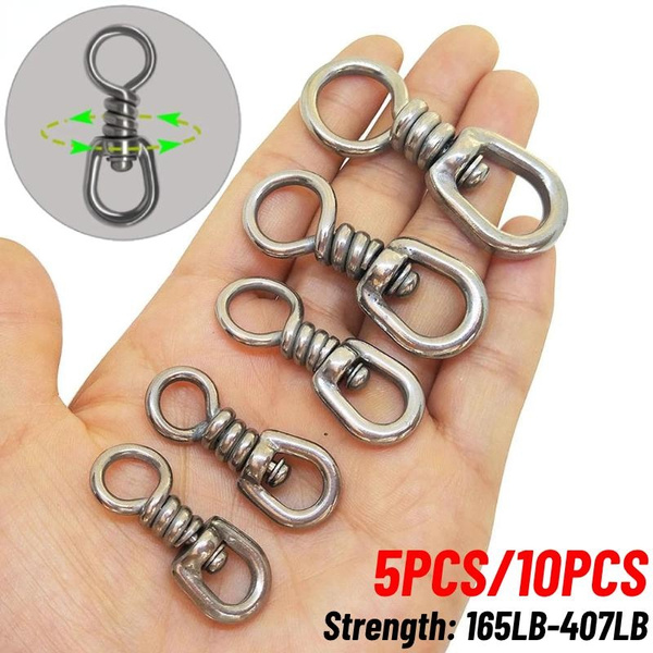 5PCS/10PCS 165LB407LB Saltwater Fishing Swivels, Stainless Steel Fishing Swivel High Strength