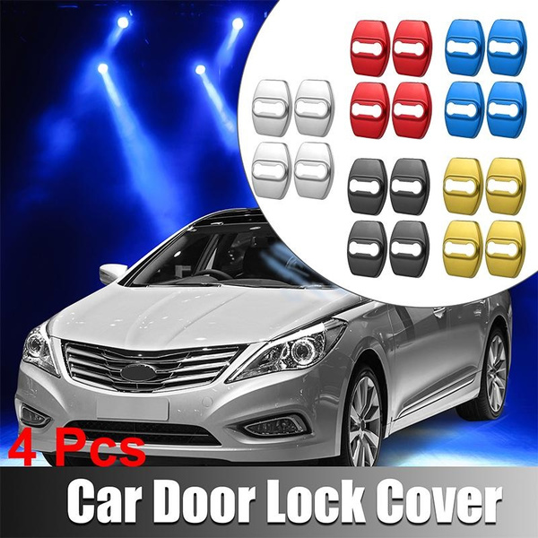 4PCS Car Door Lock Latches Covers Protective Case Styling Accessories Stainless  Steel for Hyundai for Kia Silver/Blue/Black/Gold/Red