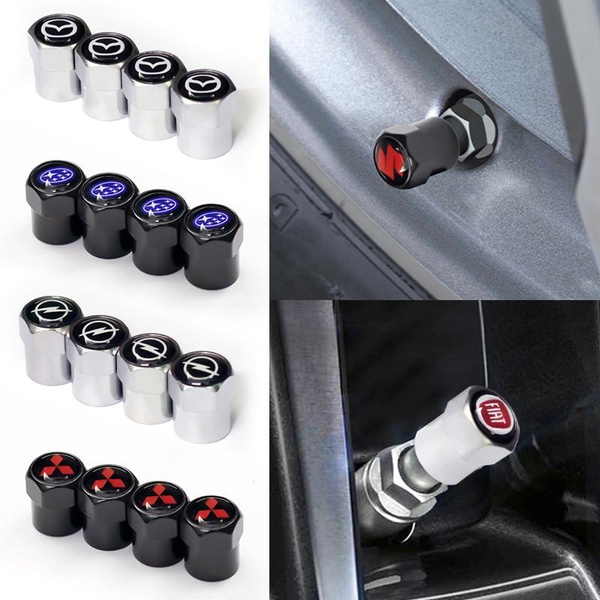 4PCS/Set 3D Car Logo Metal Tire Valve Covers Tire Caps Dust Cap Auto