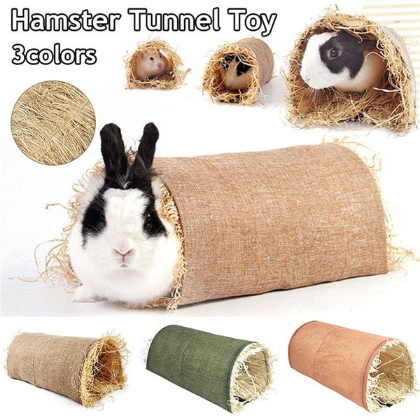 Image showcasing Arched Tunnel Straw Mat for Domestic Pet Rabbit Hideaway Toy Grass ...