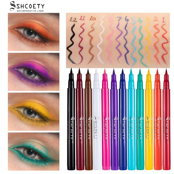 12 colors of matte eyeliner set iridescent neon eyeliner coloring ...