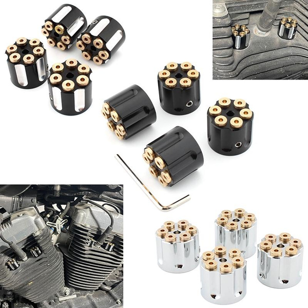 4pcs/set Aluminum Motorcycle Head Bolt Covers Caps Spark Plug Screws