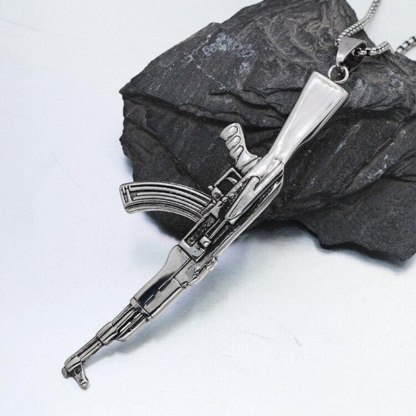 Mens Stainless Steel Huge Large AK 47 Gun Pendant Necklace Chain Wish mens-stainless-steel-huge-large-ak-47-gun-pendant-necklace-chain-wish