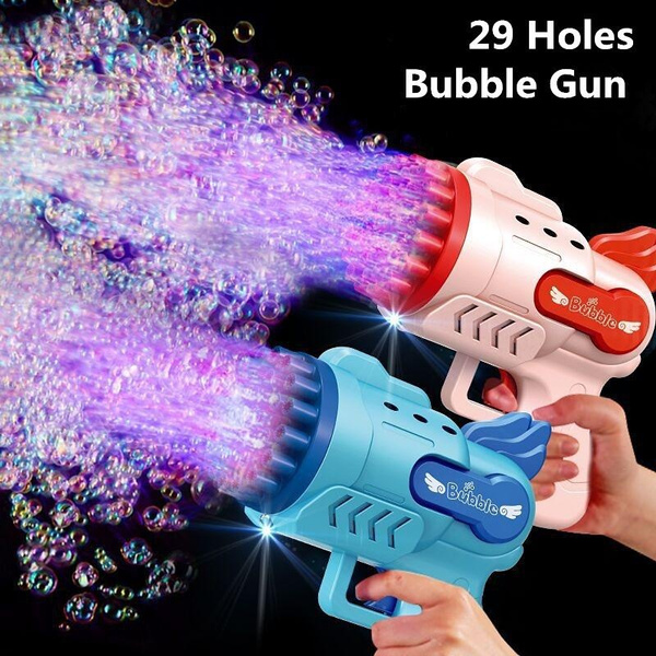 Bubble Gun Kids Toys Electric Automatic Soap Rocket Bubbles Machine Outdoor  Wedding Party Toy LED Light Children Birthday Gifts