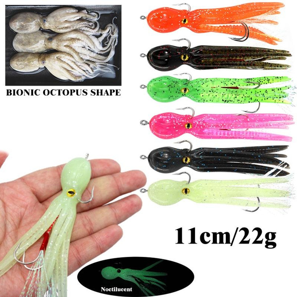 11cm/22g Artificially simulated octopus bait with skirt tail soft bait