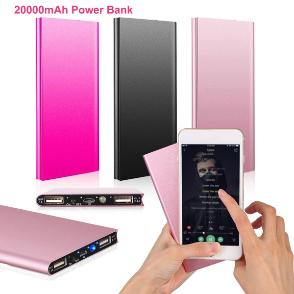 20000mAh Power Bank Ultrathin External Battery Pack Phone Charger Dual