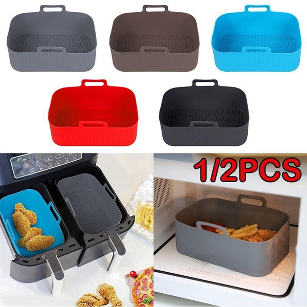 1/2Pcs Air Fryer Silicone Tray Rectangle Oven Baking Tray Basket ...