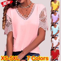 XS-8XL Summer Tops Plus Size Fashion Clothes Women's Casual Short
