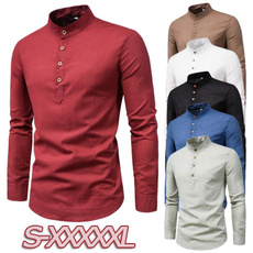 Stand Collar, Plus Size, Cotton Shirt, Shirt