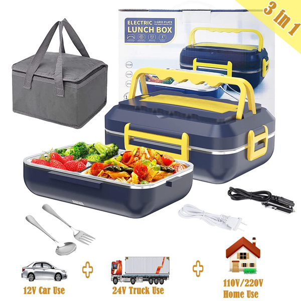 Electric Lunch Box w Bag 3 in 1 Portable Food Warmer Lunch Heater Car Truck  60W