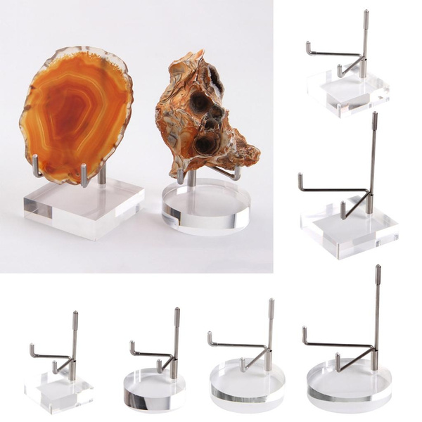 Hipiwe Clear Acrylic Display Stand With Adjustable Metal Arms - 3.1x3.1x4.9 Inch Holder For Collectibles