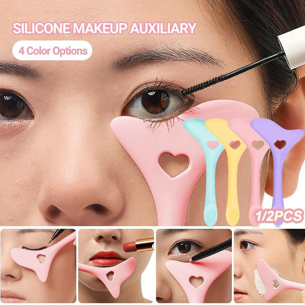 1/2Pcs 4 In 1 Silicone Eyeliner Stencils Mascara Drawing Lipstick