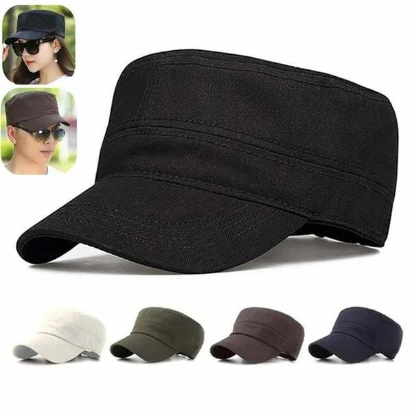 New Fashion Unisex Plain Cap Vintage Army Military Cadet Cotton Hat ...