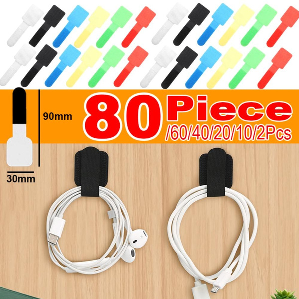 80/60/40/20/10/2PCS SelfAdhesive Cable Organizer Clip Ties Cord