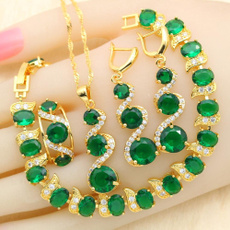 goldcolorjewelryset, Crystal Jewelry, zirconjewelryset, Earring
