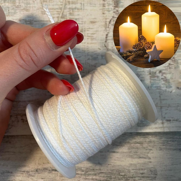 1 Roll 200 Feet 61M White Candle Wick Cotton Candle Woven Wick For DIY  Candle Making Material Smokeless Wax Pure Cotton Core