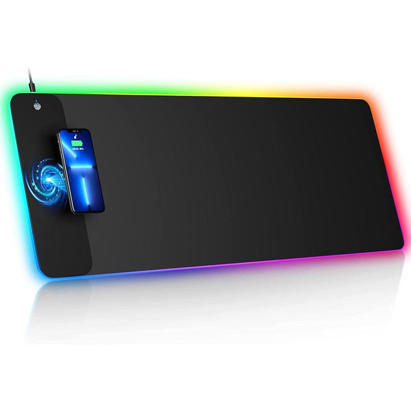 3 In1 Wireless Charging RGB Gaming Mouse Pad,15W 10 Light Modes 800 300 4mm Led Magnetic Wireless Charging Mouse Pad Desk Pad For Ql Wireless Standard Phones Mice Watches - View #6