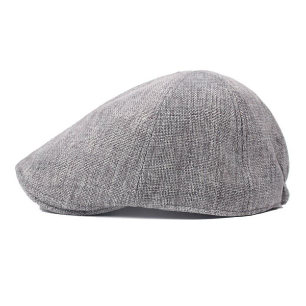 Mens Flat Caps Men's Linen Cap Newsboy Hat Herringbone Duckbill Hat