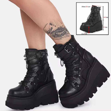 wedge, Goth, boots for women, Platform Shoes